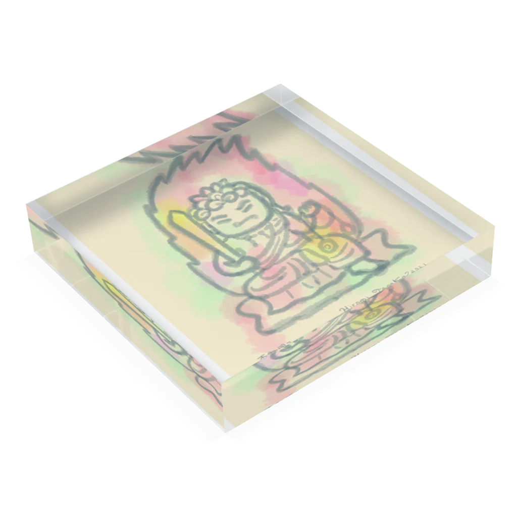 田中ひろみ(usagitv)のゆる仏画「不動明王」 Acrylic Block :placed flat