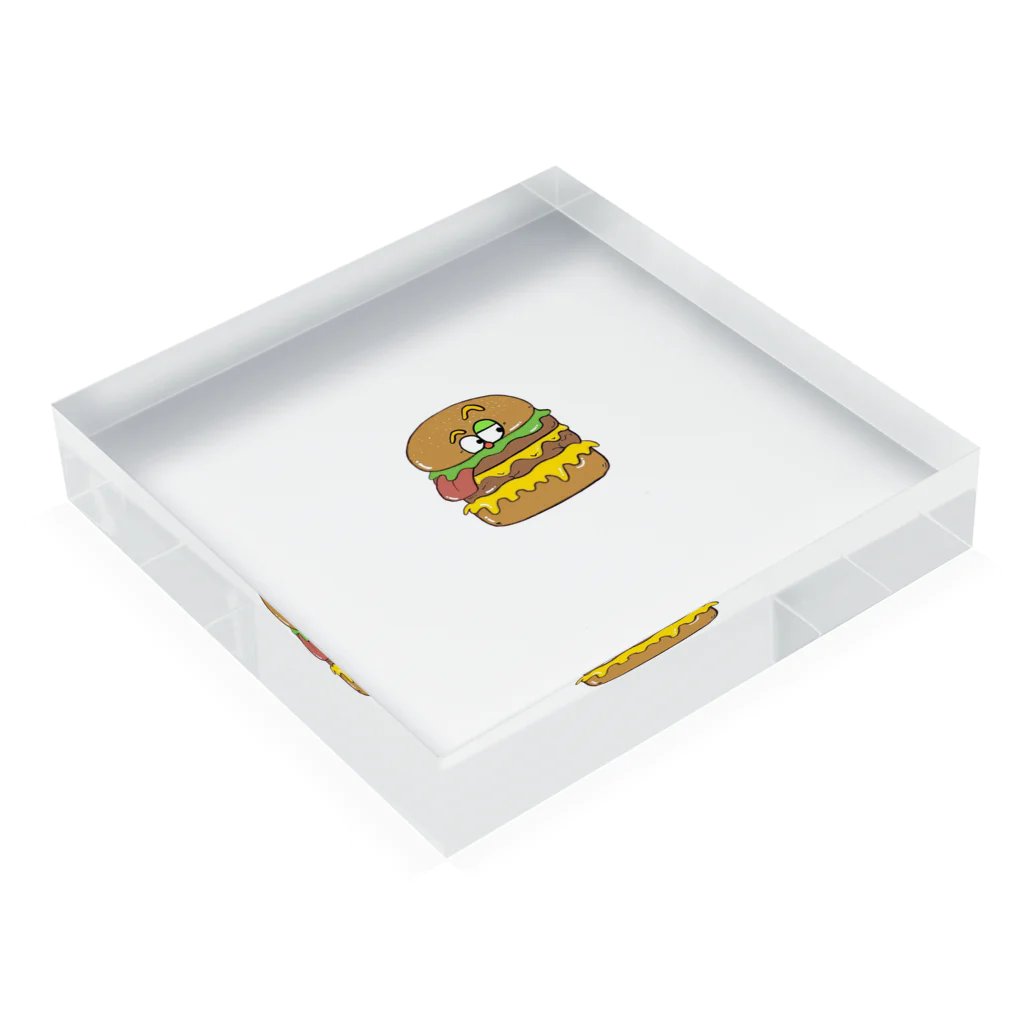 POPSのハンバーガーくん Acrylic Block :placed flat