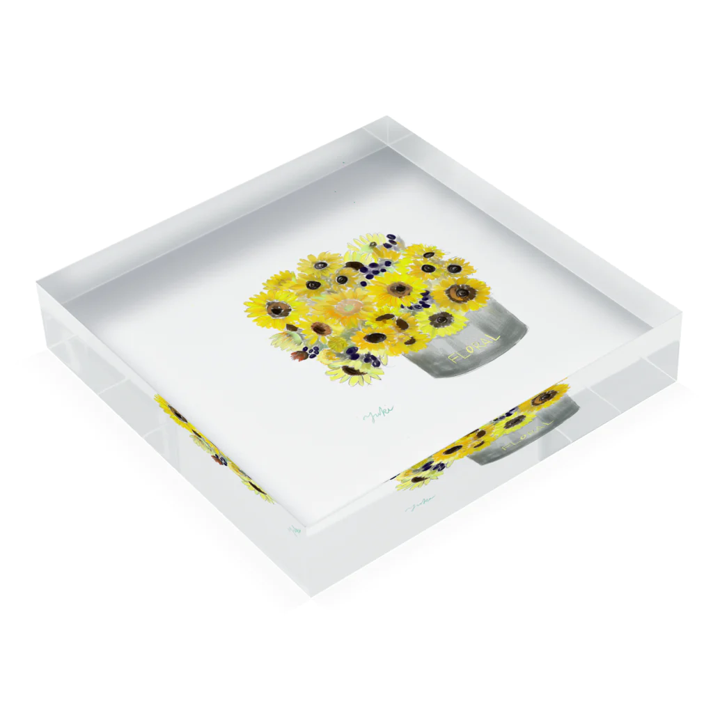 Yuki2222のsunflowers Acrylic Block :placed flat