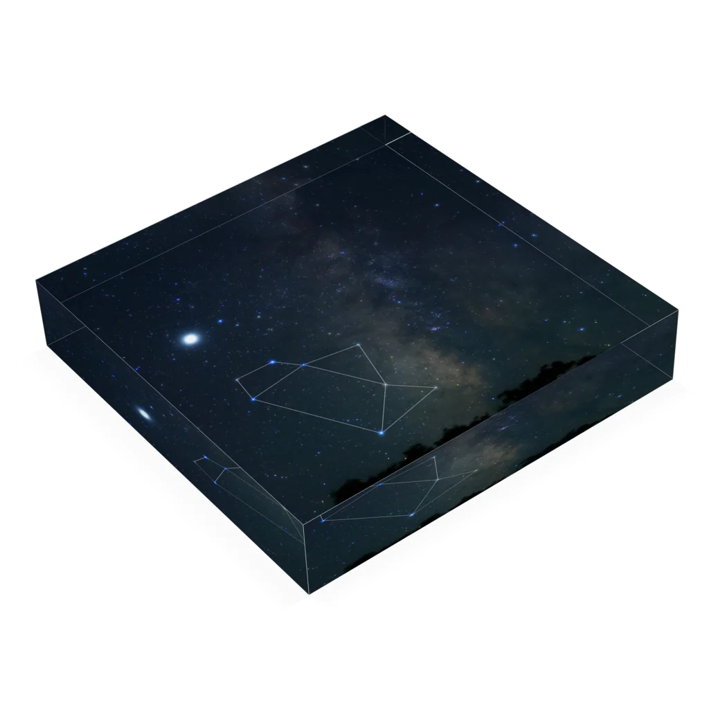 さんごう写真館の星空のティーポット(星座線あり) Acrylic Block :placed flat