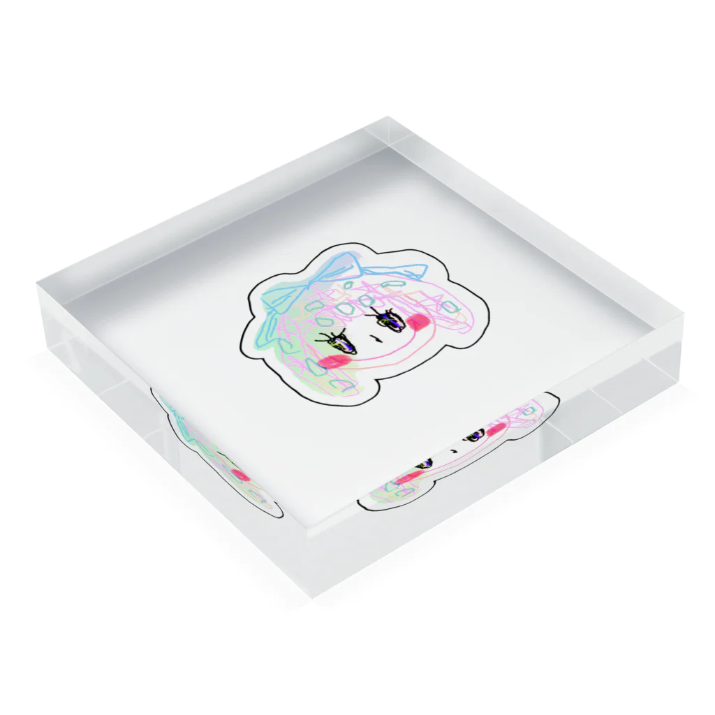 芽ばえるちゃんもーるのカラフルこころ Acrylic Block :placed flat