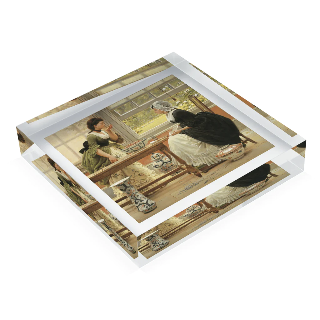 世界の絵画アートグッズのジョージ・ダンロップ・レスリー《ポットポプリ》 Acrylic Block :placed flat