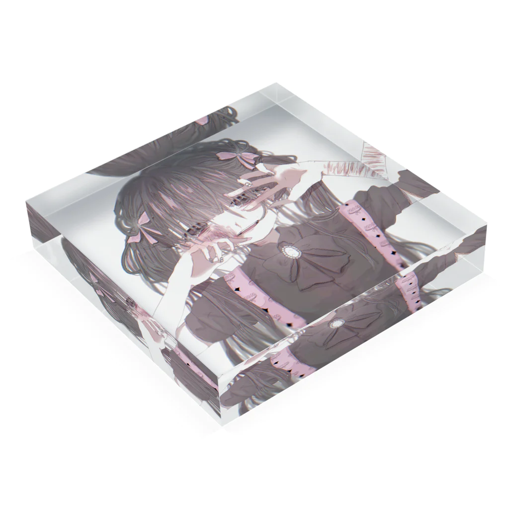 心中の可哀想で可愛い女の子 Acrylic Block :placed flat