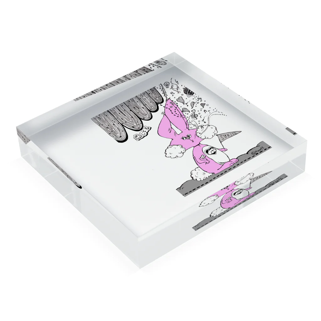 【Yuwiiの店】ゆぅぅぃーのウサ恋★恋してる　イラスト Acrylic Block :placed flat