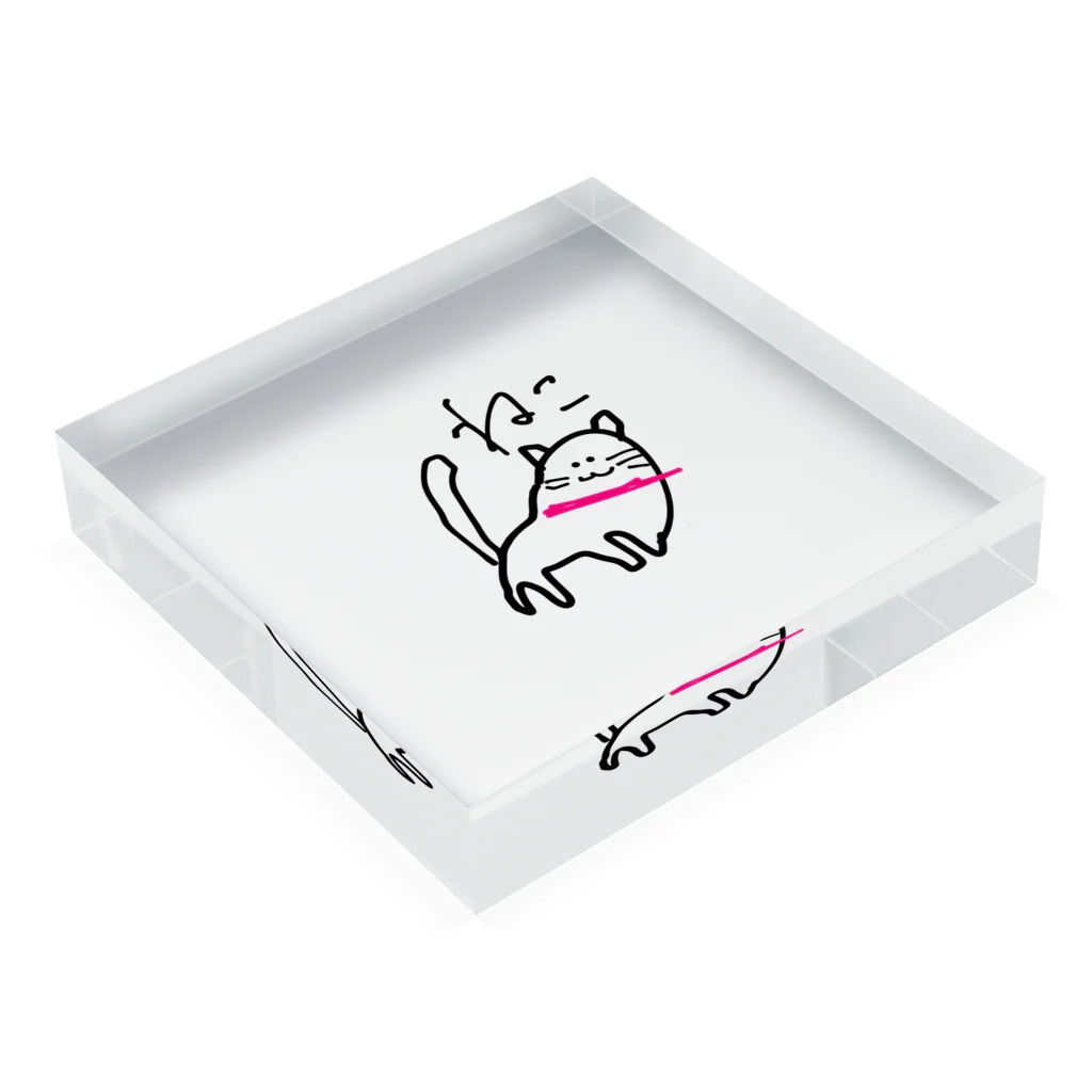 mautaの左肩でアタックする猫 Acrylic Block :placed flat