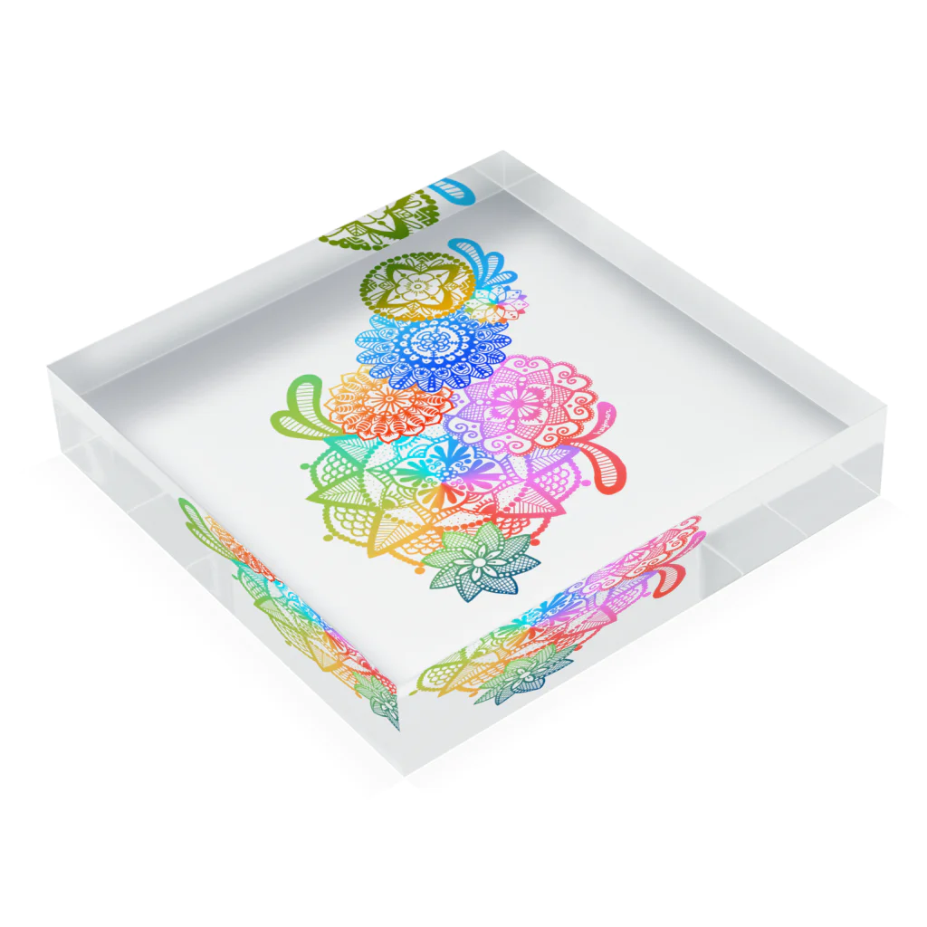 heymar の花　レインボーカラー Acrylic Block :placed flat