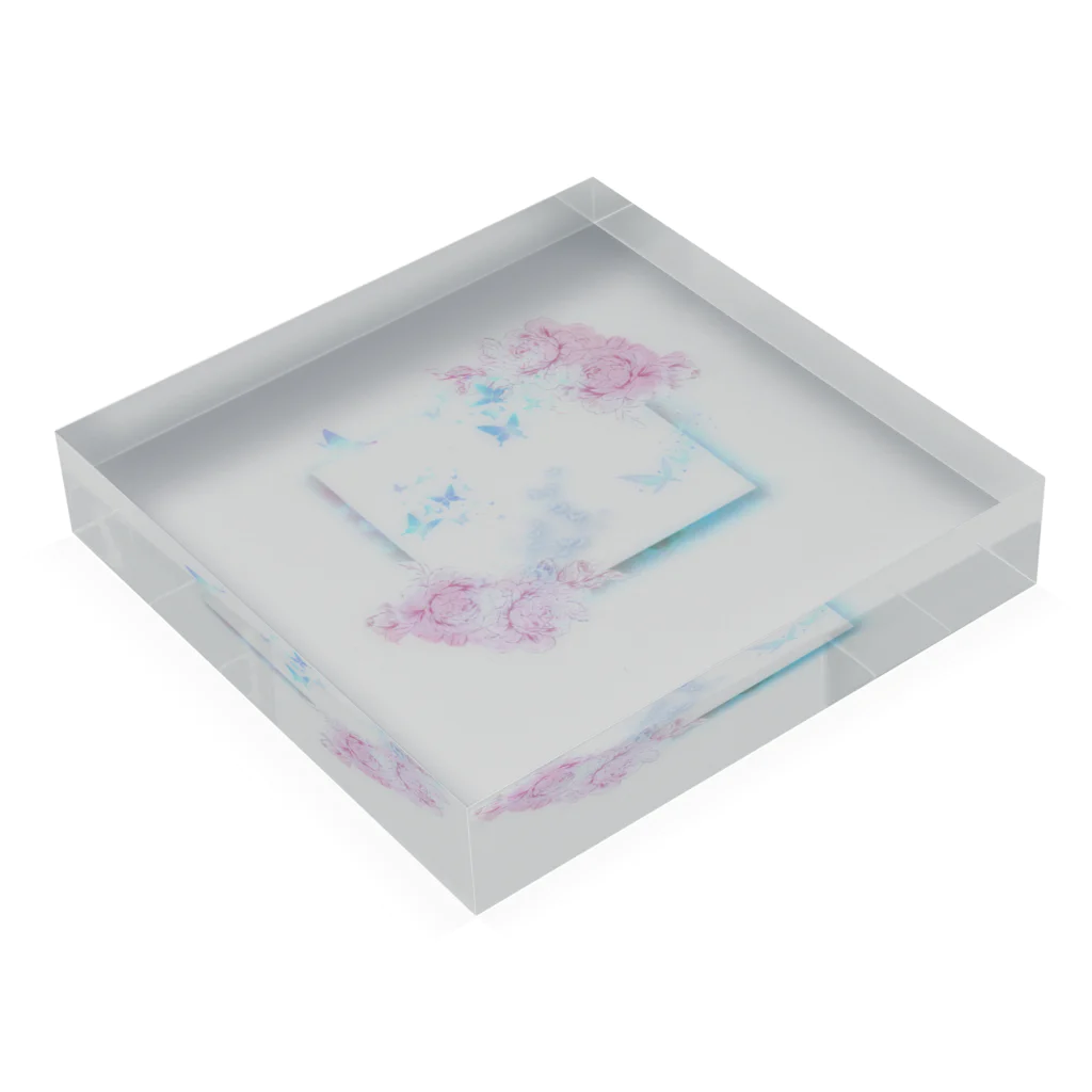 野良猫の桜舞う「蝶」 Acrylic Block :placed flat