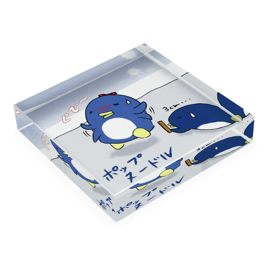 ポップヌードルの空飛ぶペンギン Acrylic Block :placed flat