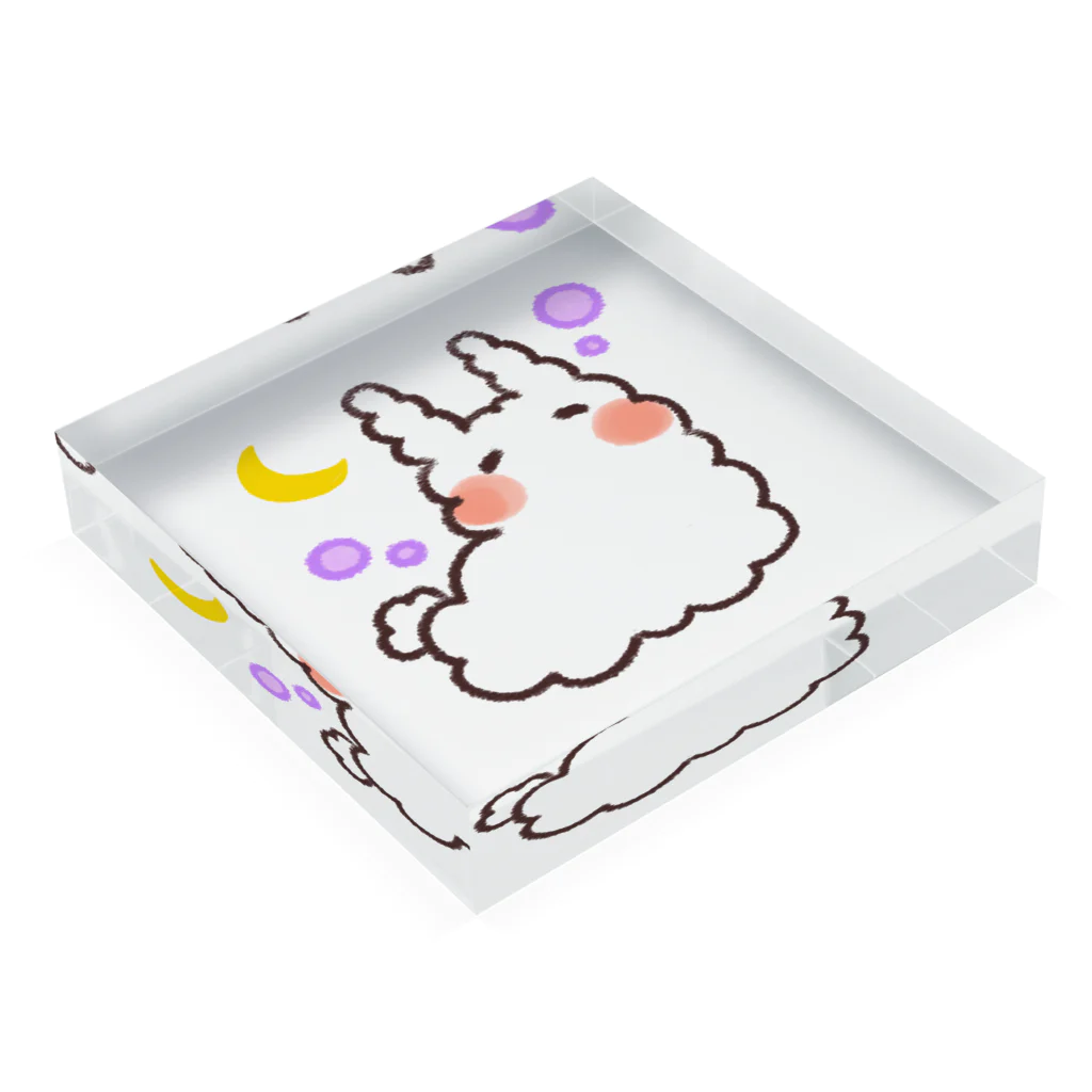 K.momokoのうさぎのうみうし(ウトウトver.) Acrylic Block :placed flat