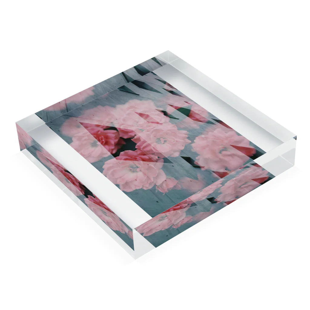 コヌカアメの多重露光 花と建物 Acrylic Block :placed flat