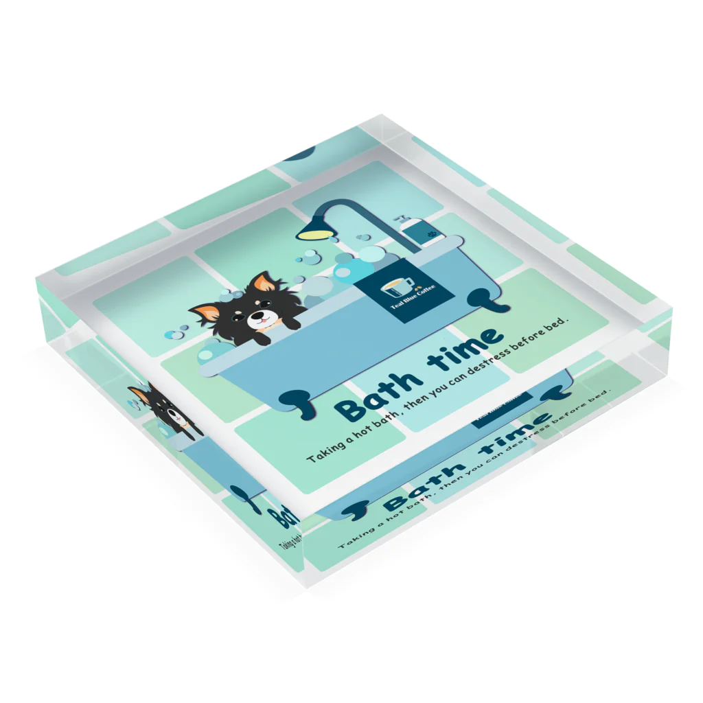 Teal Blue Coffeeのお風呂の時間_tile Ver. Acrylic Block :placed flat