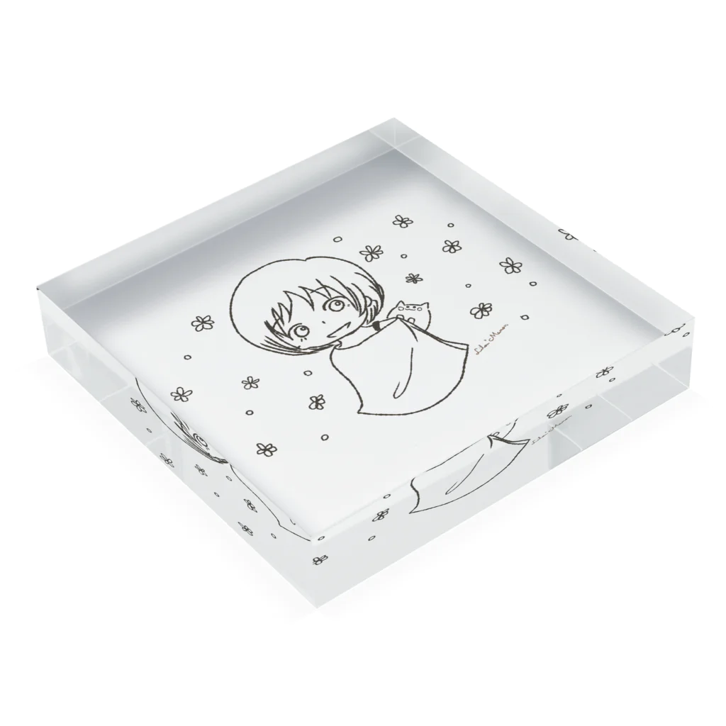 Lilou*Manonのお花と女の子 Acrylic Block :placed flat