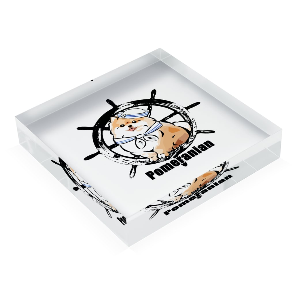犬グッズの店しえるぶるーのマリンだワン！　ポメラニアン Acrylic Block :placed flat