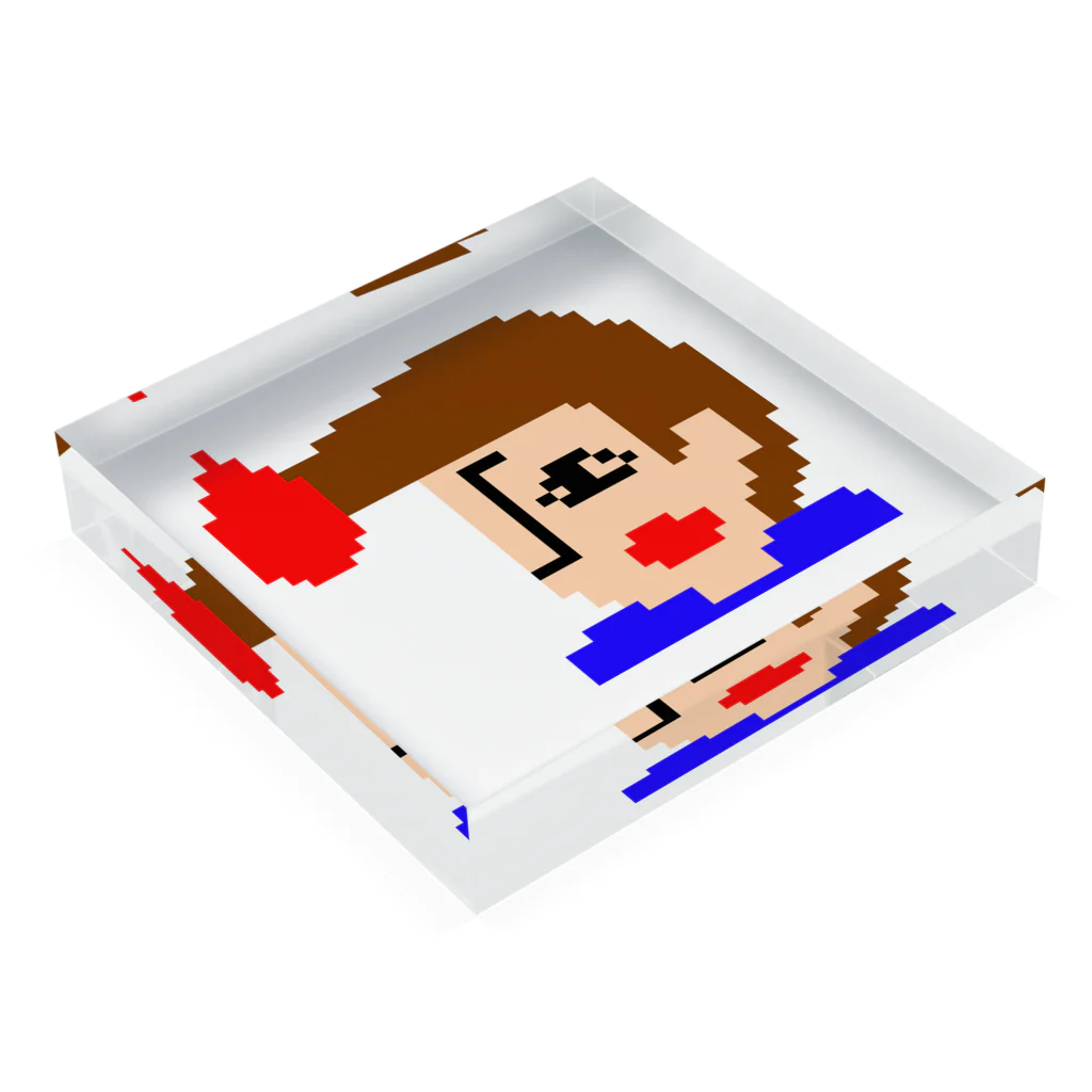 いーの！だめの?suzuri支店のリーゼント燃えてるよ　ドット絵2 Acrylic Block :placed flat