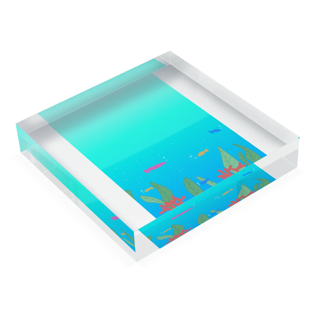 ぷよぷよきょうりゅうのカラフルな海 Acrylic Block :placed flat