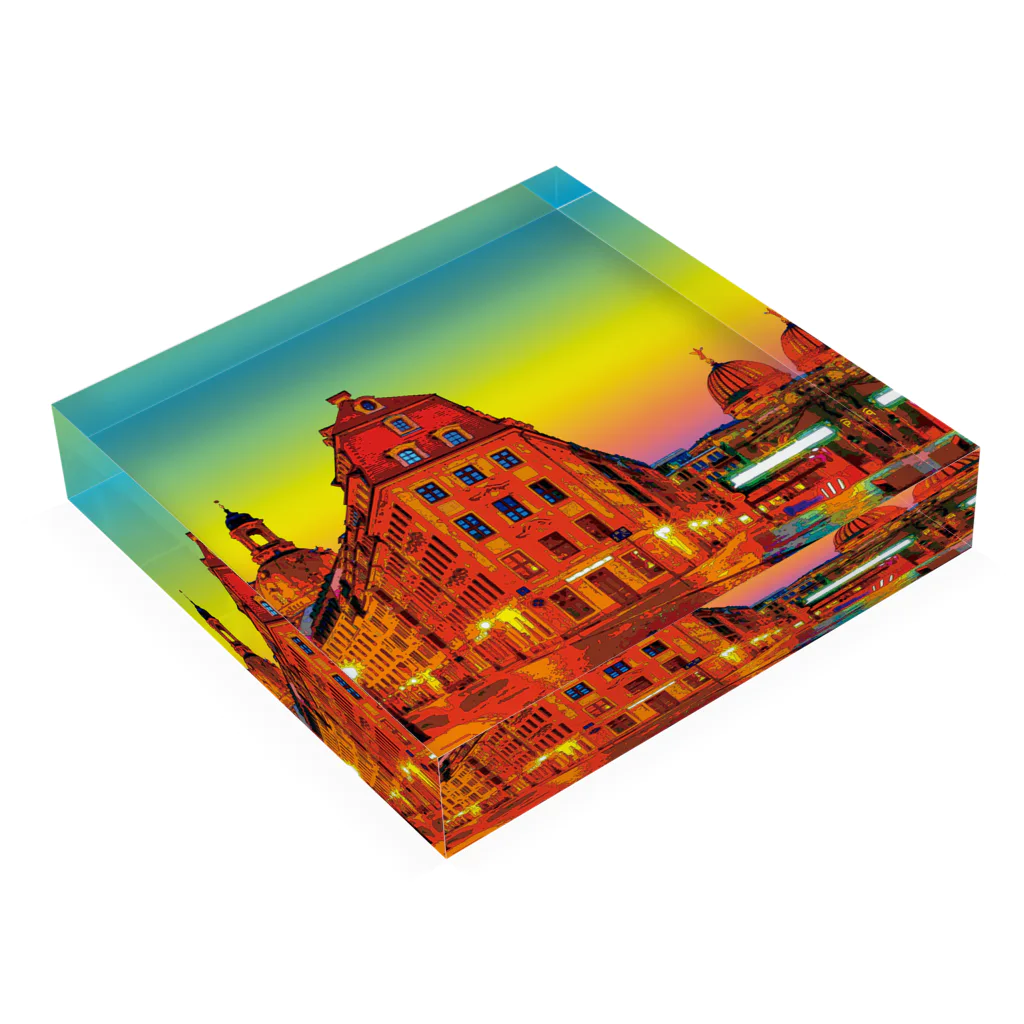 GALLERY misutawoのドレスデン 夕暮れの街角 Acrylic Block :placed flat