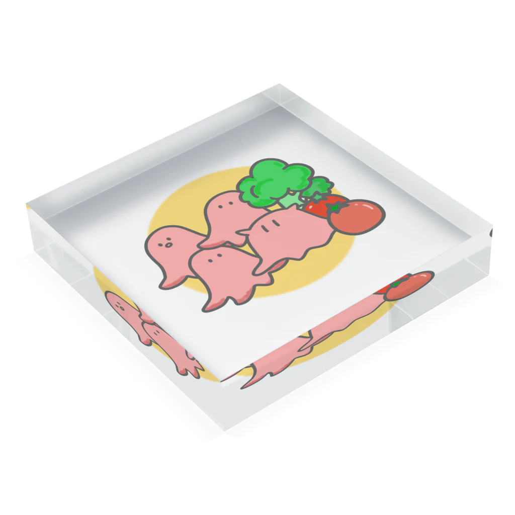 千月らじおのよるにっきのたこさんウインナーに紛れるめんだこ Acrylic Block :placed flat