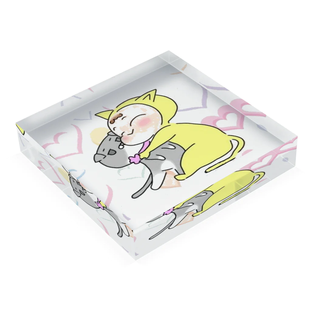 さぼてんのネコミュニケーションのねぇねと一緒♬ Acrylic Block :placed flat