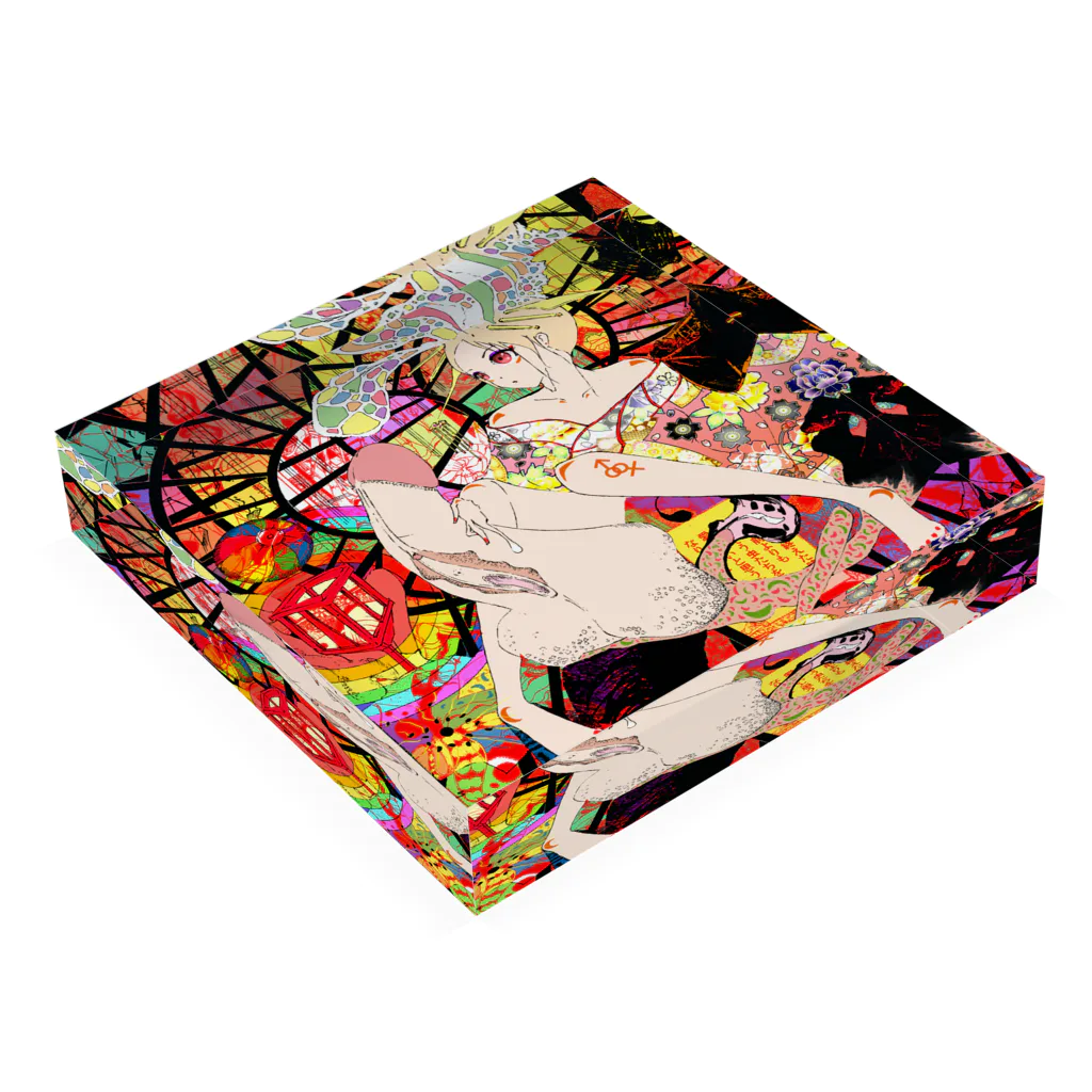 放蕩娘の売店の花魁少年 Acrylic Block :placed flat