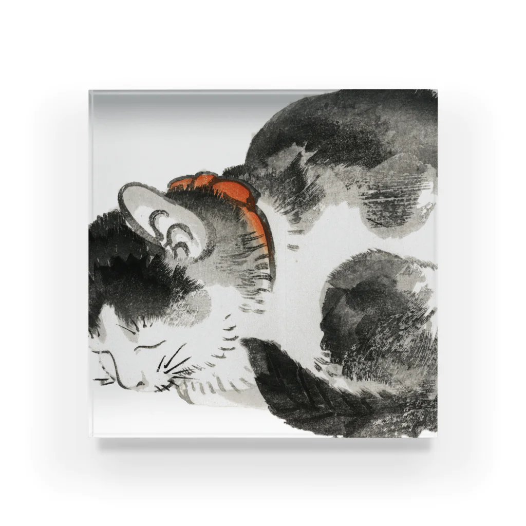 寿めでたや(ukiyoe)の日本画 Ukiyoe 眠り猫 アクリルブロック