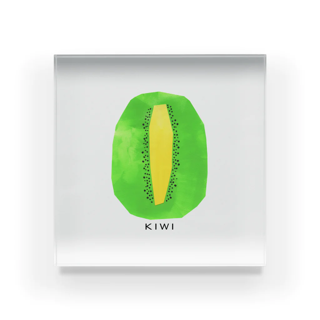 花と女性のイラストレーションのキウイ（kiwifruit）2022 Acrylic Block