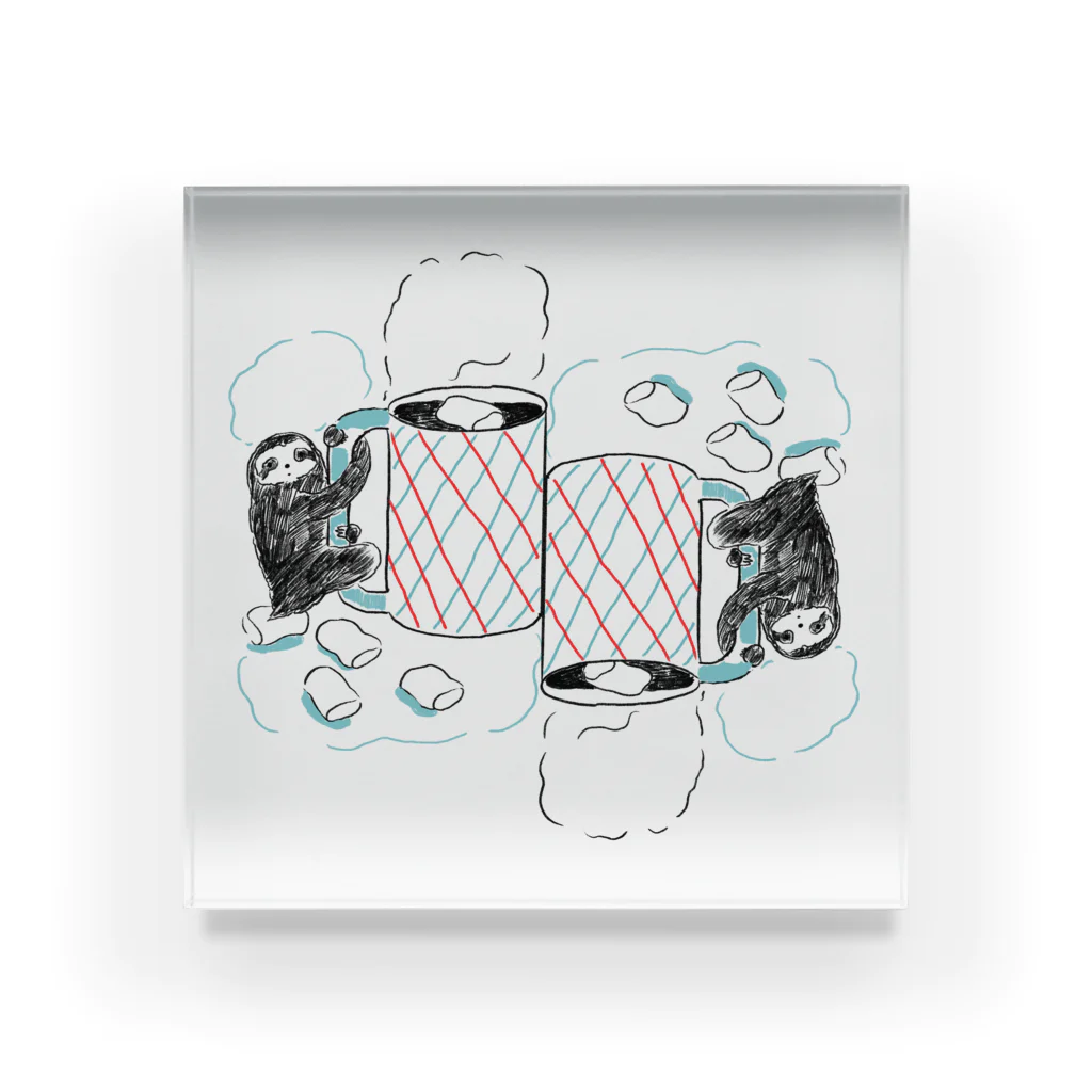 ヒャナヒュ-のナマケモノとマシュマロココア Acrylic Block