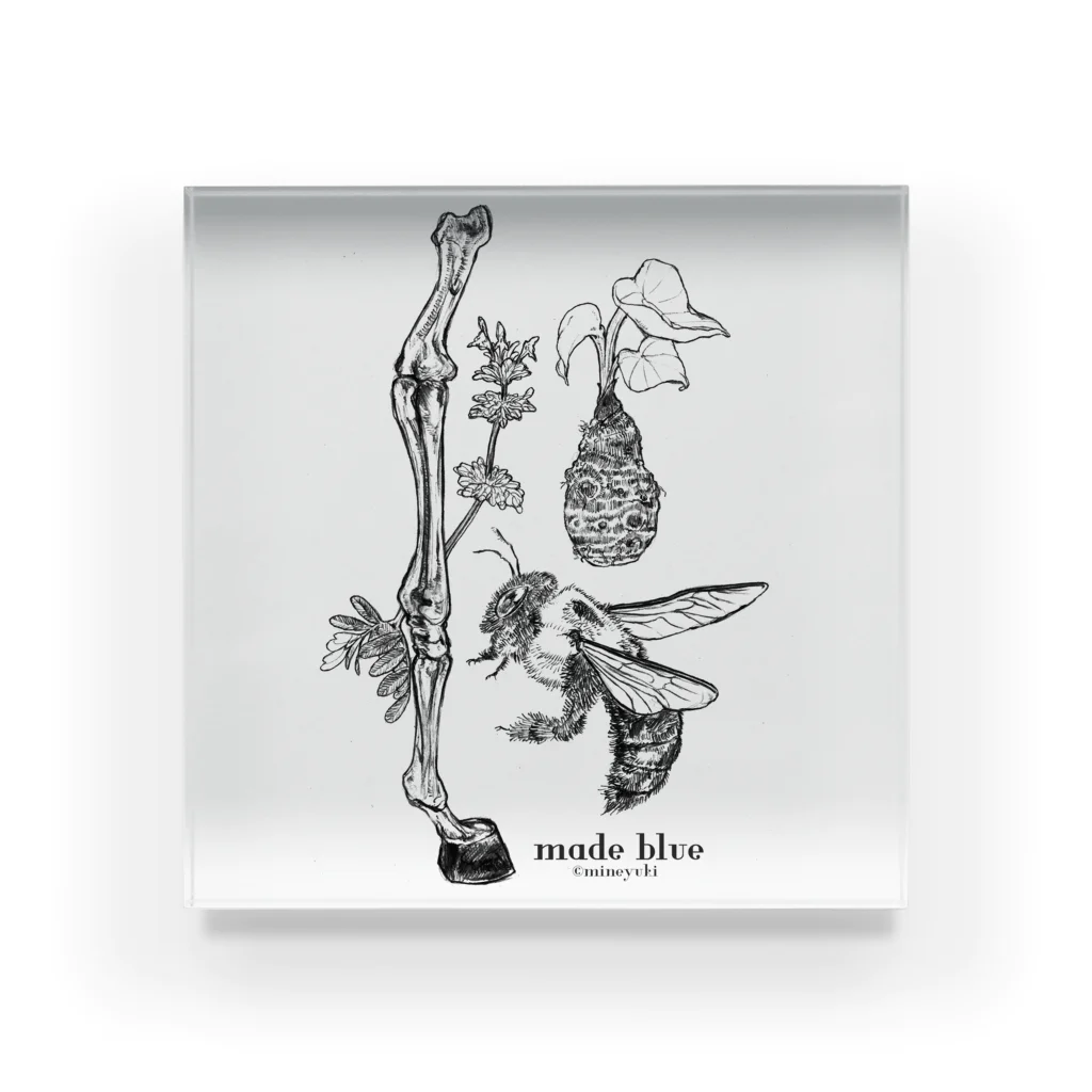 made blueのKumanbachi , Bone of house & Spring plants アクリルブロック