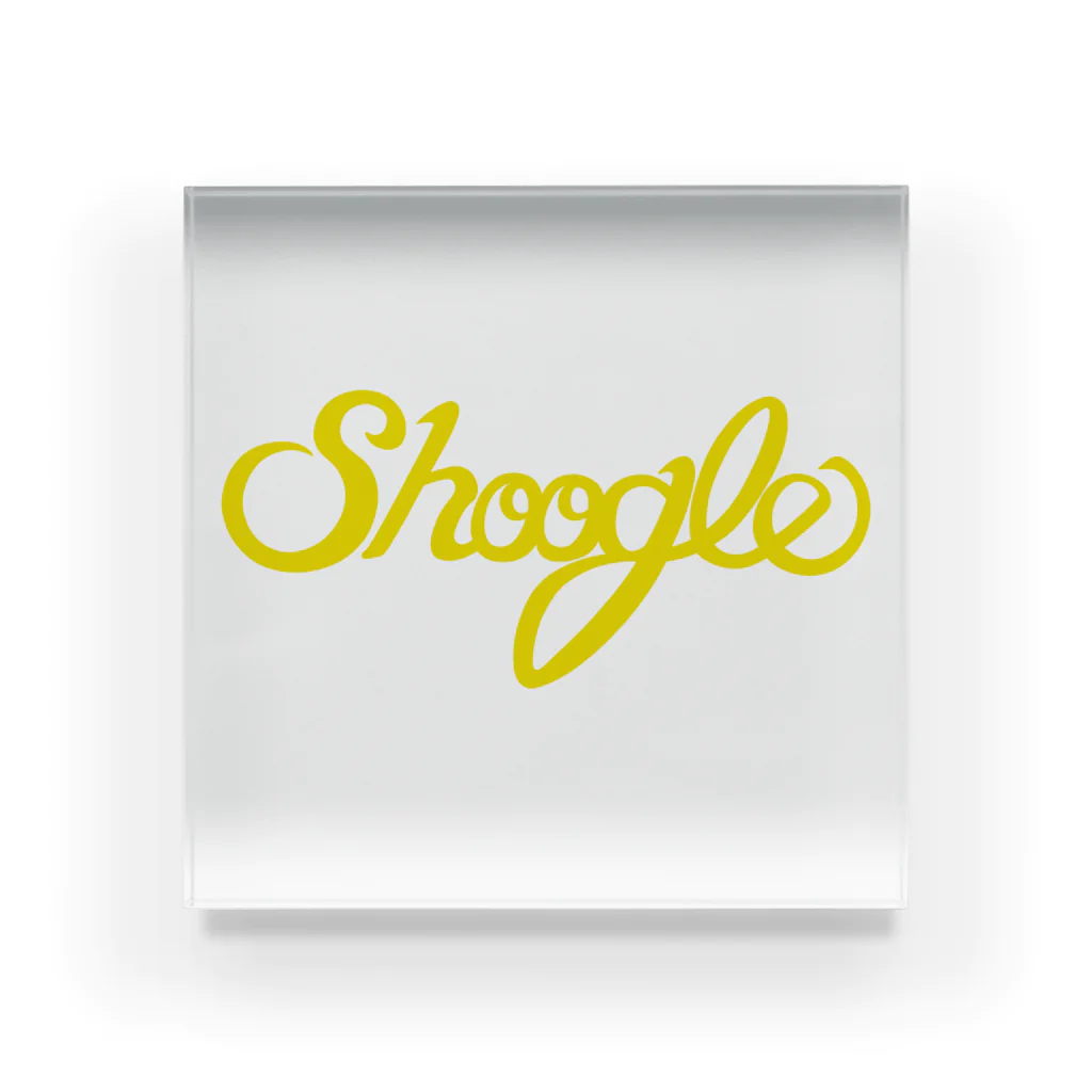 週刊少年ライジングサンズのShoogle(シューグル・週グル・週刊少年グルメ)ロゴ イエロー Acrylic Block