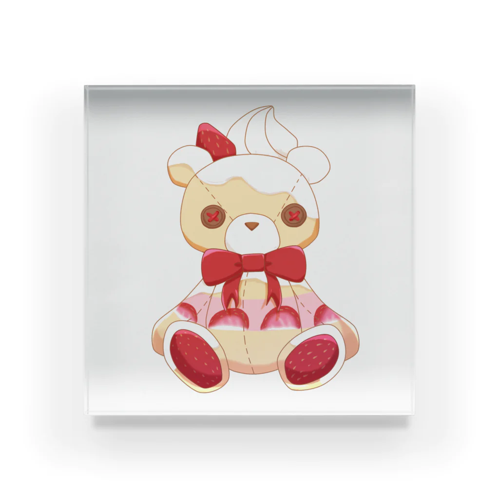 Apple Bears Collectionのおいしくいただクマ~ショートケーキ~ Acrylic Block