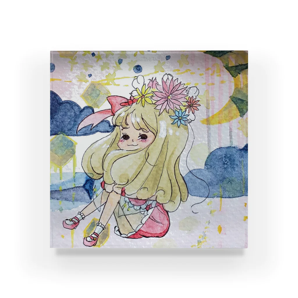 onion の女の子のイラストです。🌙 Acrylic Block