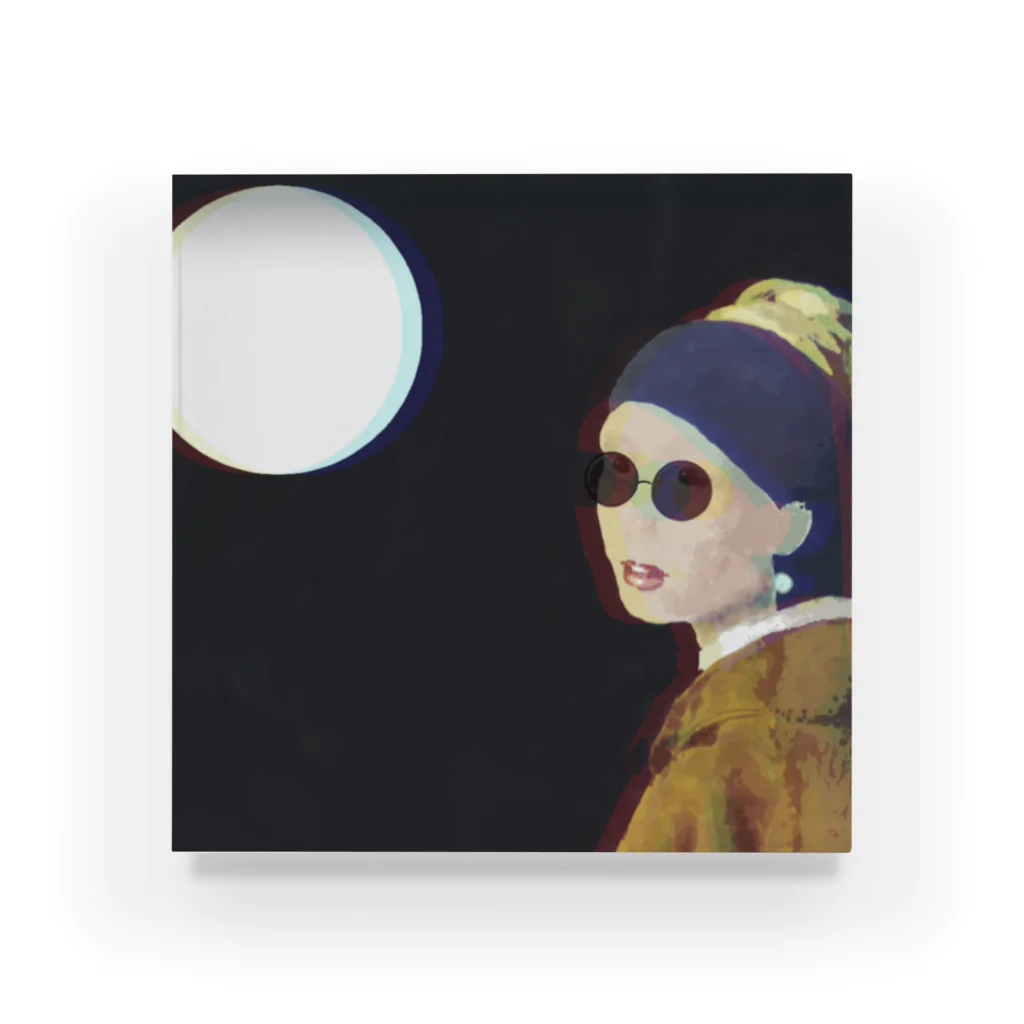 お寿司の真珠の耳飾りのサングラス少女 -girl with a pearl earring & sunglasses- アクリルブロック