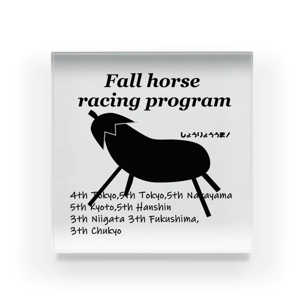 はずれ馬券屋の馬イラスト015 秋季競馬番組 黒 アクリルブロック
