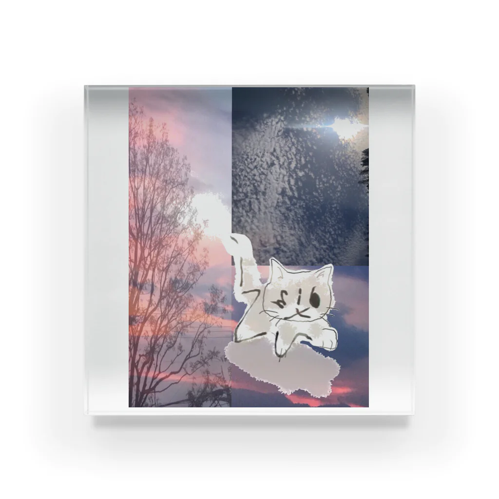 izumimimimimimiの空と雲と太陽と猫 ロングバージョン Acrylic Block