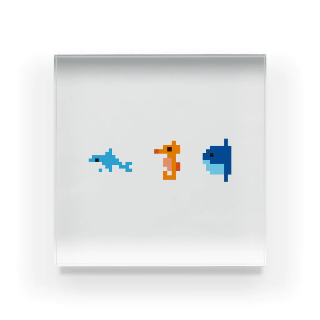 GRITの粗ドット絵・海の生き物シリーズ Acrylic Block