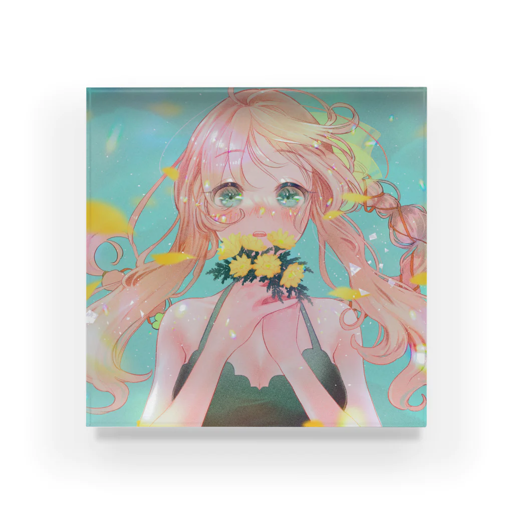 えびなあまね屋さん🦐🌿の福寿草1000view記念シリーズ Acrylic Block