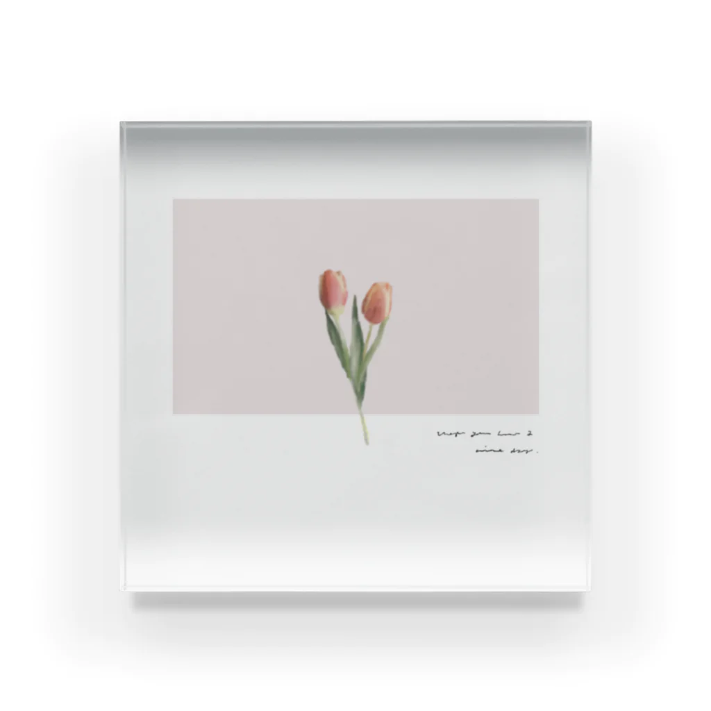 rilybiiのtwo peach tulip . Acrylic Block