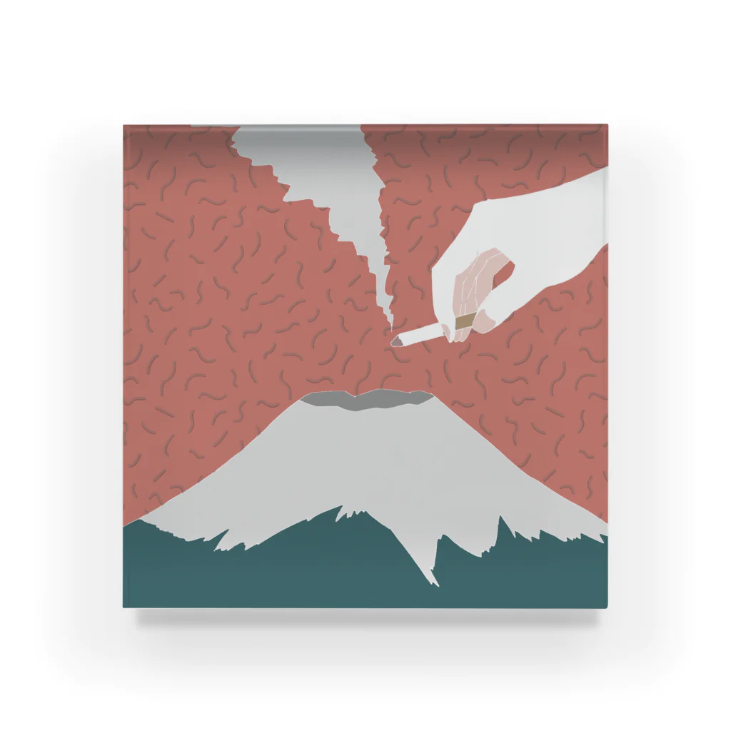 もちもちのもちのSmoking On Mt.Fuji Acrylic Block