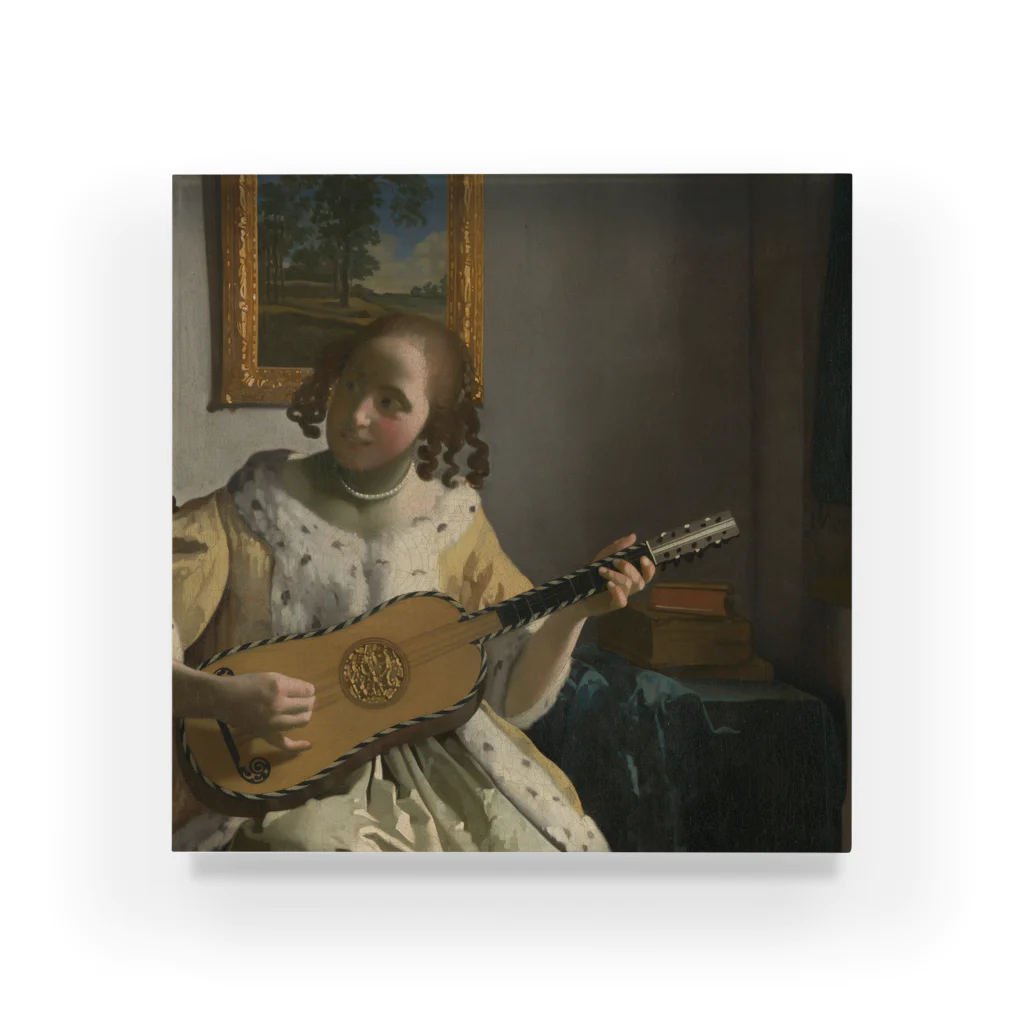 SONOTENI-ARTの008-011　フェルメール　『ギターを弾く女』　アクリルブロック アクリルブロック