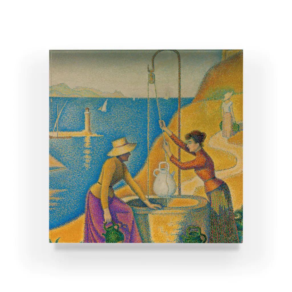 SONOTENI-ARTの025-003　ポール・シニャック　『井戸と女性』　アクリルブロック アクリルブロック