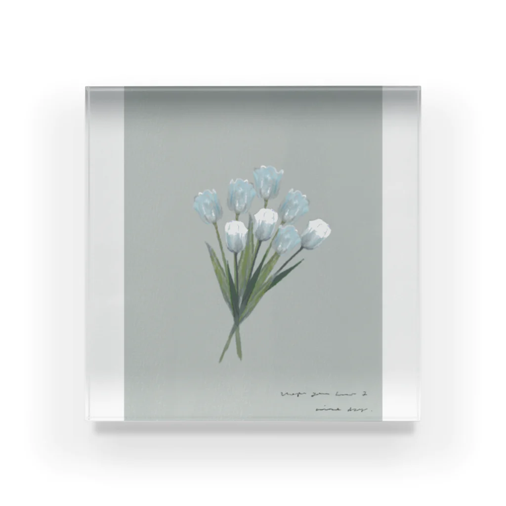 rilybiiの💐 mint green gray × white gray blue . Acrylic Block