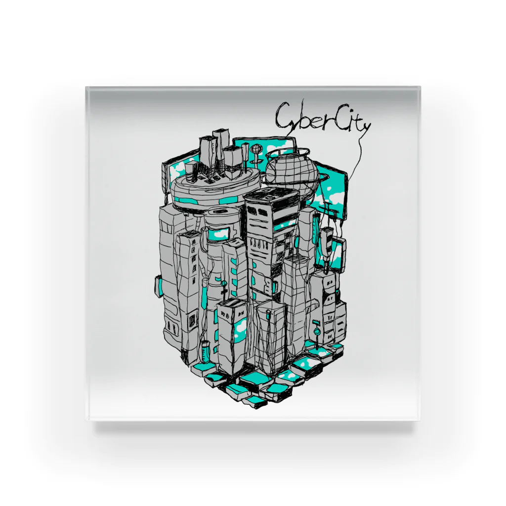 羽根の生えたてるてるのcybercity Acrylic Block