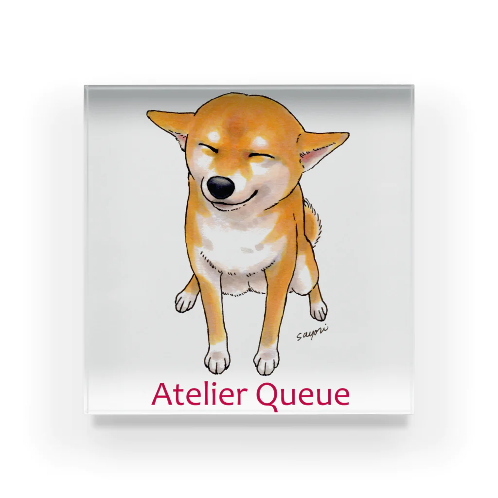 Atelier-Queueの笑う柴犬 アクリルブロック