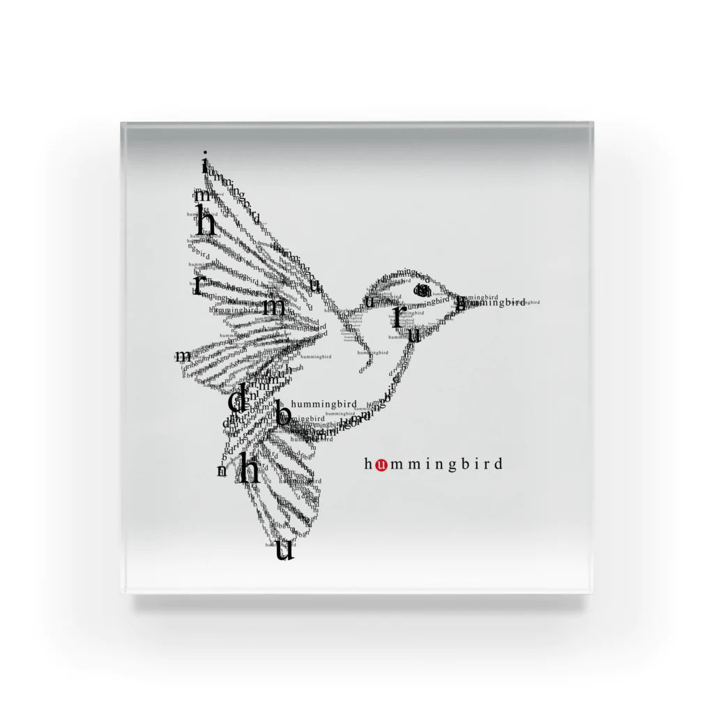 t-shirts-cafeのフォントイラストレーション『hummingbird（ハミングバード・ハチドリ）』 Acrylic Block