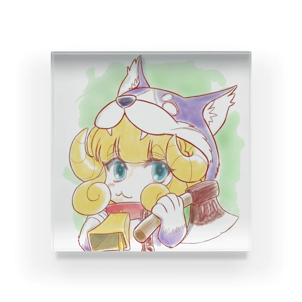 もふもふ♡けもっ娘村　(摩耶夕湖)の狼の皮を被った羊ちゃん Acrylic Block