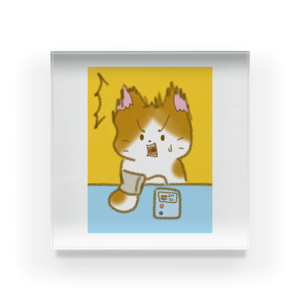 なくも/イラストレーターの高血圧ねこちゃん Acrylic Block