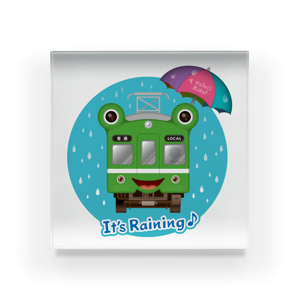 Train Kids! SOUVENIR SHOPのカエル電車「 雨♪」 Acrylic Block