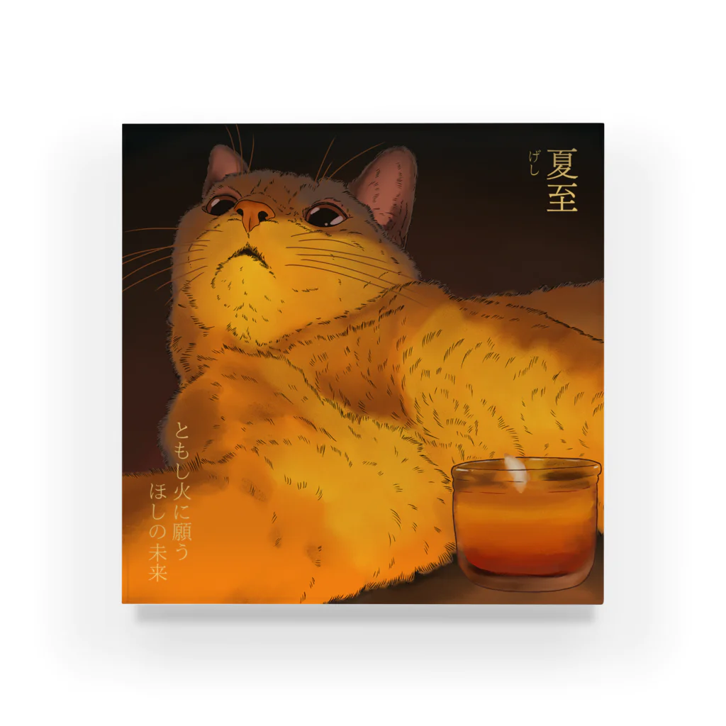 猪猫の夏至　キャンドルナイトを楽しむ白猫 Acrylic Block