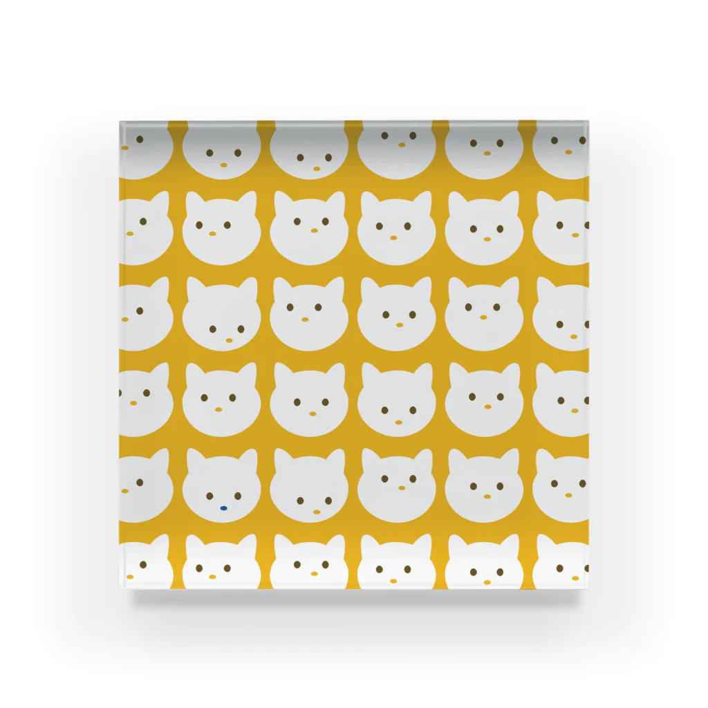 Dot Cat DailyのDot Cat Daily_Square（イエロー） アクリルブロック