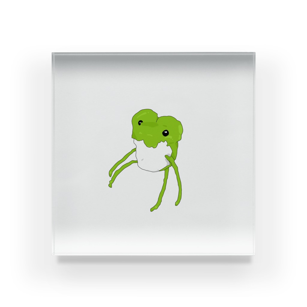 ポンポンアートの工房のPompom art 《薄緑カエル》 Acrylic Block