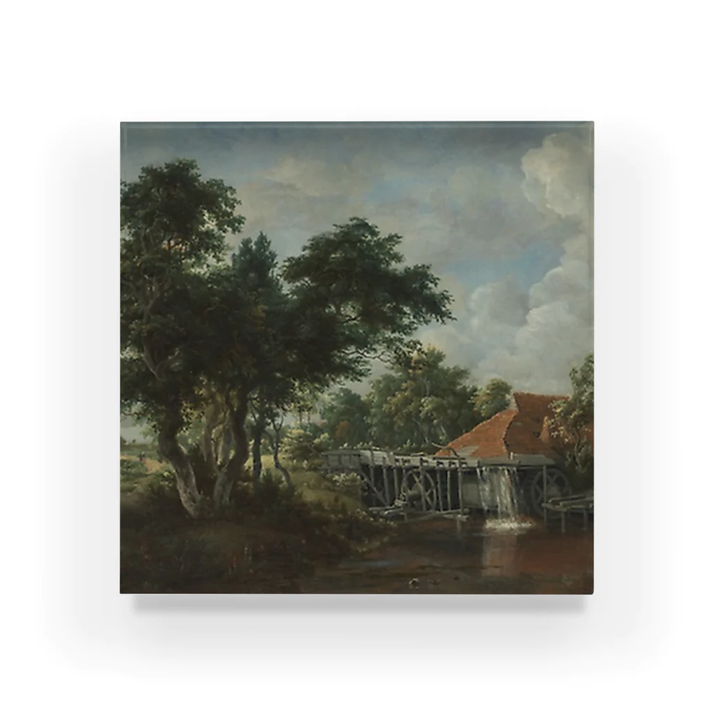 Art Institute ChicagoのThe Watermill with the Great Red Roof, 1662/65 | Meindert Hobbema Acrylic Block